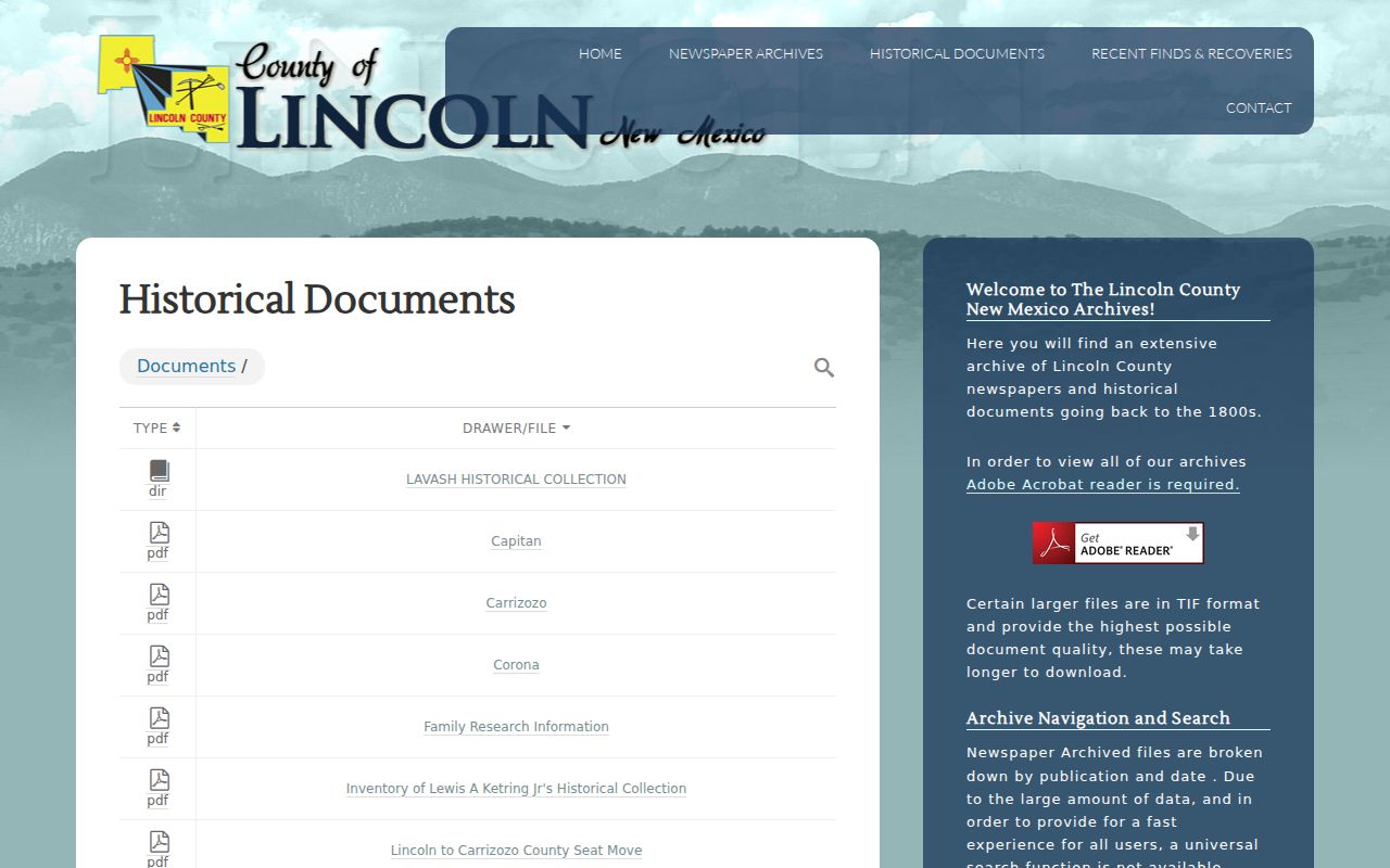 Lincoln County court record historical documents archive